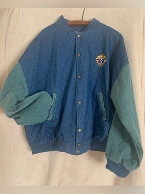 Men’s GAME Vintage Colorblock Denim Jacket - Blue & Teal